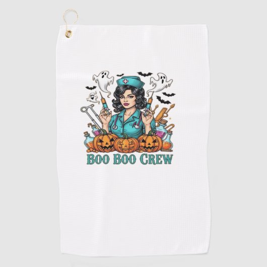 Serviette De Golf Boo Boo Crew Infirmière d'Halloween avec seringues (Devant)