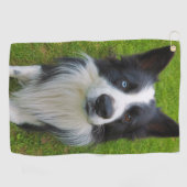 Serviette De Golf Bordure Collie (Horizontal)