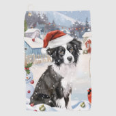 Serviette De Golf Bordure Collie Chien Hiver Merveilles Pays Noël Jo (Devant)