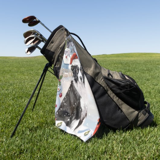 Serviette De Golf Bordure Collie Chien Hiver Merveilles Pays Noël Jo (Vert)