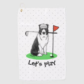 Serviette De Golf Bordure Collie Chien Jouer Golf (noir & blanc) Amu (Devant)