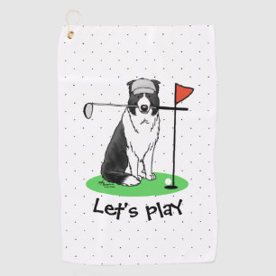 Serviette De Golf Bordure Collie Chien Jouer Golf (noir & blanc) Amu