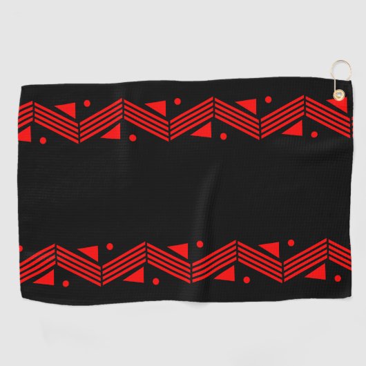 Serviette De Golf Bordure déco en rouge et noir (Horizontal)