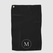 Serviette De Golf Bordure pointillée Monogramme élégant Noir (Devant)