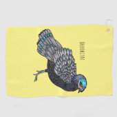 Serviette De Golf Bornean peacock-pheasant bird cartoon illustration (Horizontal)