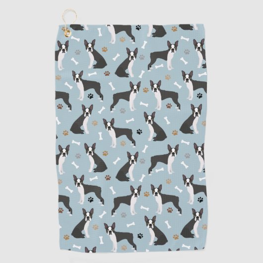 Serviette De Golf Boston Terrier Bones and Paws (Devant)
