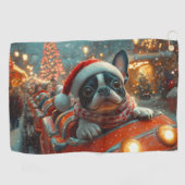 Serviette De Golf Boston Terrier Dog Roller Dessous de verre Noël (Horizontal)