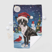 Serviette De Golf Boston Terrier Dog Winter Wonderland Noël Joie (En situation)