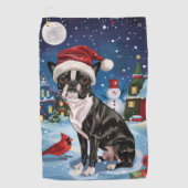 Serviette De Golf Boston Terrier Dog Winter Wonderland Noël Joie (Devant)