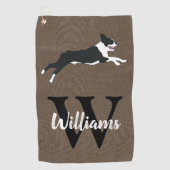 Serviette De Golf Boston Terriers Rustique Monogramme Nom (Devant)