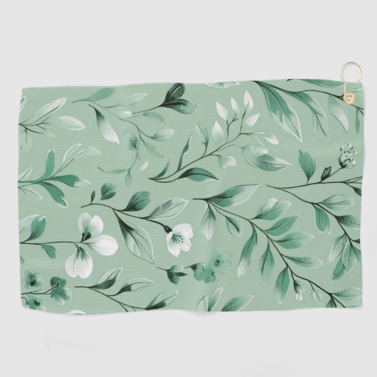 Serviette De Golf  Botanical pattern  in subtle  greens   (Horizontal)