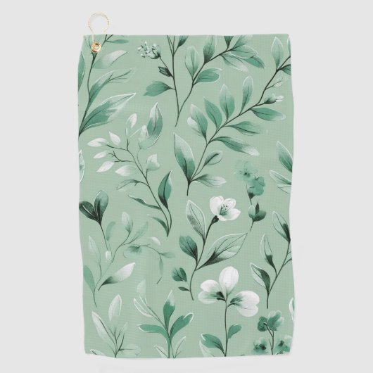 Serviette De Golf  Botanical pattern  in subtle  greens   (Devant)