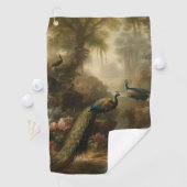 Serviette De Golf Botanique : trois paons dans le jardin anglais (En situation)