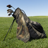 Serviette De Golf Botanique : trois paons dans le jardin anglais (Vert)