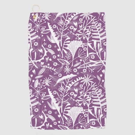 Serviette De Golf Botanique violet moderne (Devant)