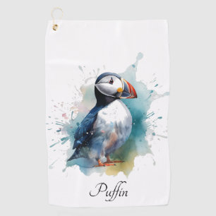 Serviette De Golf Bouffon mignon en aquarelle bleue, personnalisable