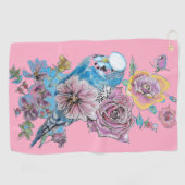 Serviette De Golf Bougie bleue Aquarelle florale filles rose (Horizontal)