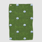 Serviette De Golf Boule Pois verte et blanche Monogramme (Devant)