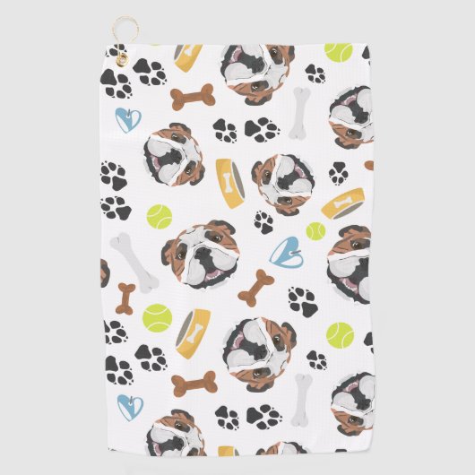 Serviette De Golf Bouledogue de sourire de l'anglais de chien (Devant)