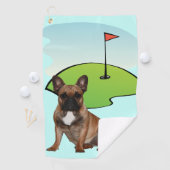 Serviette de golf bouledogue français (En situation)