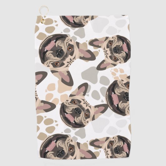 Serviette De Golf Bouledogue français de pattes de chien de motif (Devant)