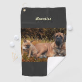 Serviette De Golf Bouledogue français et Mastiff amis (En situation)