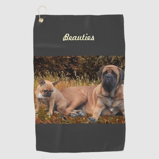 Serviette De Golf Bouledogue français et Mastiff amis (Devant)