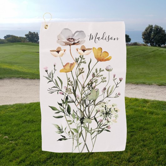 Serviette De Golf Bouquet de fleurs sauvages séchées Monogram