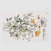 Serviette De Golf Bouquet de fleurs sauvages séchées Monogram (Horizontal)