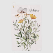 Serviette De Golf Bouquet de fleurs sauvages séchées Monogram (Devant)