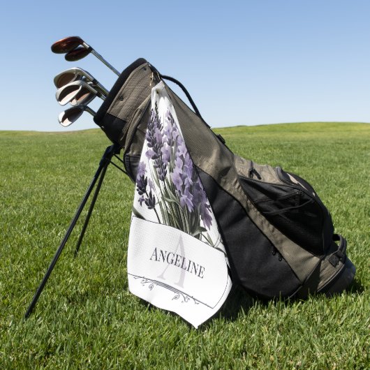 Serviette De Golf Bouquet de lavande aquarelle personnalisé (Vert)