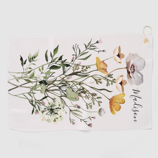 Serviette De Golf Bouquet Fleur sauvage séché par monogramme (Horizontal)