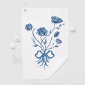 Serviette De Golf Bouquet Floral Avec Ruban Bleu  (En situation)