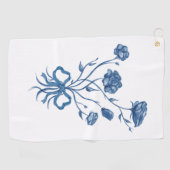 Serviette De Golf Bouquet Floral Avec Ruban Bleu  (Horizontal)