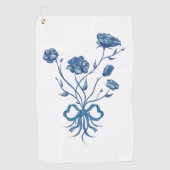 Serviette De Golf Bouquet Floral Avec Ruban Bleu  (Devant)