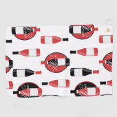 Serviette De Golf Bouteilles de vin motif rouge et noir (Horizontal)