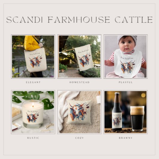 Serviette De Golf Bovins de ferme Scandi, sur mesure