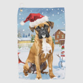 Serviette De Golf Boxer Chien Winter Wonderland Noël Joie (Devant)