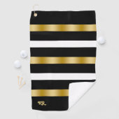 Serviette De Golf Brayures noires et blanches motifs or accents 2 (En situation)