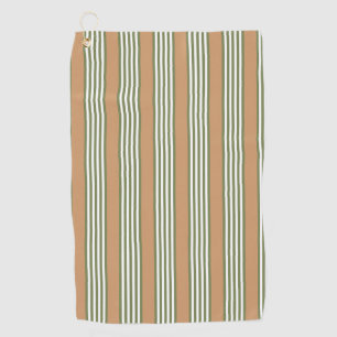 Serviette De Golf Brayures vert olive et blanc motif avec bronze