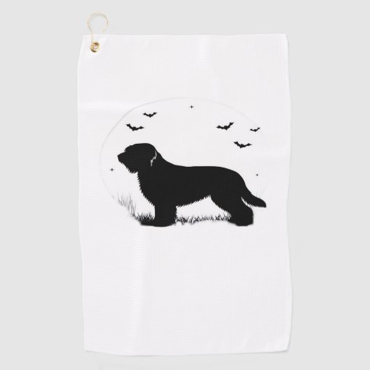 Serviette De Golf Briard Chien - Halloween Lune Silhouette surdimens (Devant)