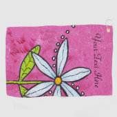 Serviette De Golf Bright Bold White Daisy Feuilles verts sur Stem Pi (Horizontal)