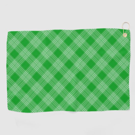 Serviette De Golf Bright Green Plaid Checked Pattern (Horizontal)