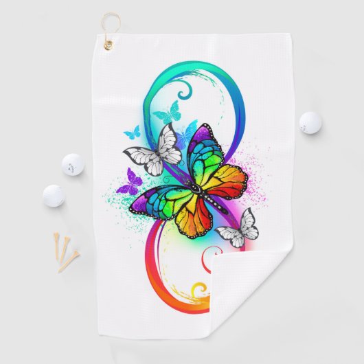 Serviette De Golf Bright infinity with rainbow butterfly (En situation)