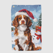 Serviette De Golf Brittany Spaniel Dog Winter Wonderland Noël (Devant)