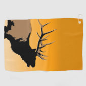 Serviette De Golf Brouillonnant Bull Elk au coucher du soleil Art or (Horizontal)
