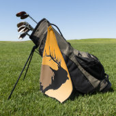 Serviette De Golf Brouillonnant Bull Elk au coucher du soleil Art or (Vert)