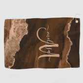Serviette De Golf Brown chic Rose Gold Parties scintillant Agate Per (Horizontal)