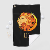 Serviette De Golf Brown et or signe de zodiaque Leo noir (En situation)