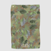 Serviette De Golf Brown Grey Leaves Custom Monogram or Name Camo (Devant)